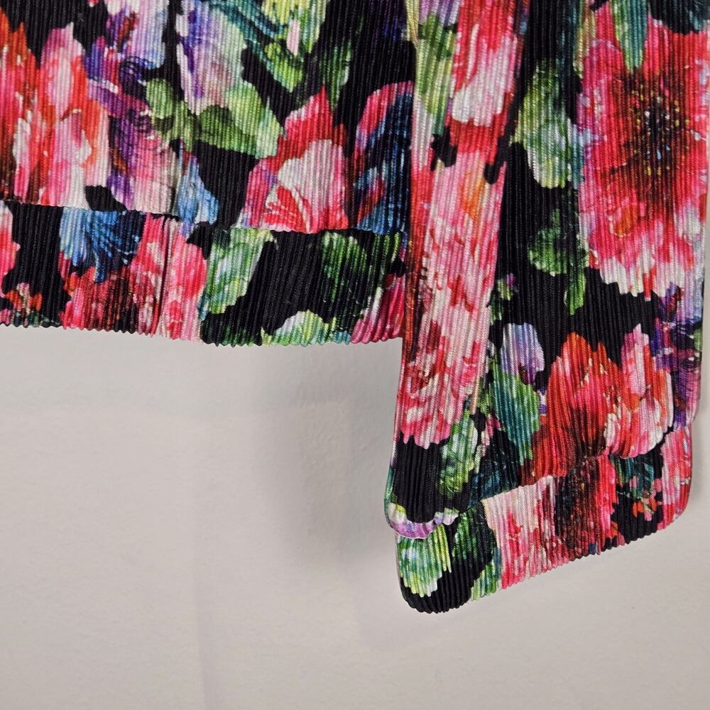 Soho Floral Print Pleated Zip-up Jacket LARGE Farmhouse Cottage Peasant Lightwei - Picture 4 of 8